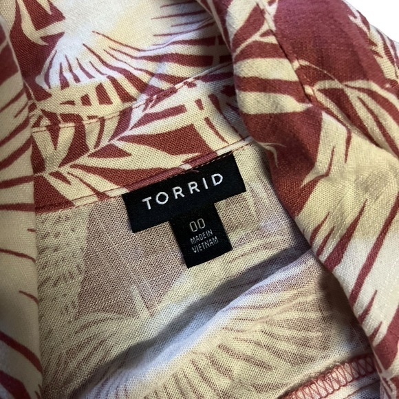 Torrid Mini Dress Rayon Palms Button Size 00 - Picture 8 of 11